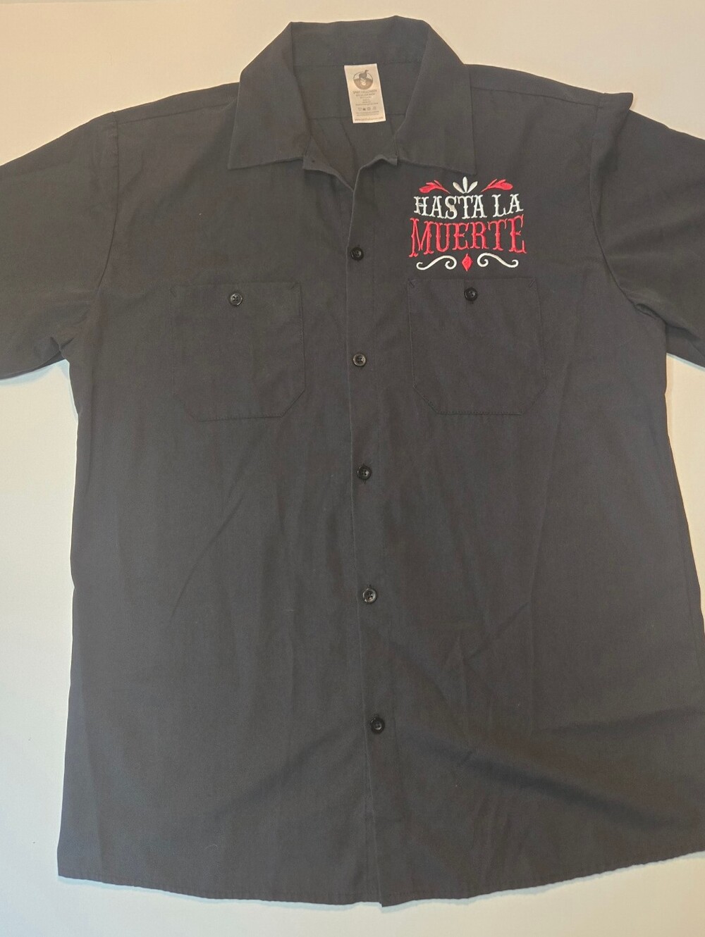 Hasta La Muerte Spirit Halloween Black Button Up Short-sleeve Skull
